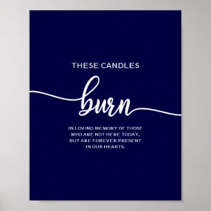 Affiche Ces bougies de mariage bleu marine élégantes brûle