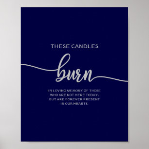 Affiche Ces bougies élégantes bleu marine argent brûlent