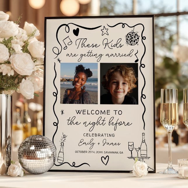 Affiche Ces photos d'enfance la veille du dîner de répétit (These Kids Night Before Photos Rehearsal Dinner Poster)