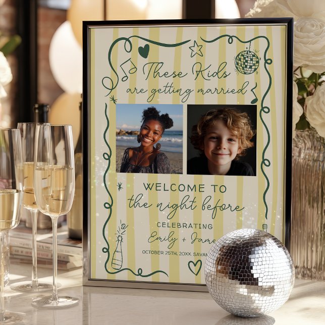 Affiche Ces photos d'enfants Répétition générale Dîner Fan (These Kids Photos Rehearsal Dinner Whimsical Poster)