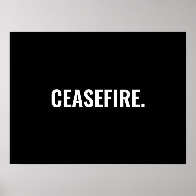 Affiche Cessez-le-feu noir blanc texte minimaliste anti-gu (Devant)