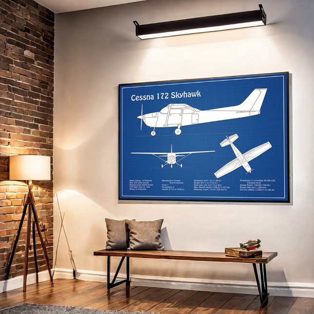 Affiche Cessna 172 Skyhawk - Plan directeur de l'avion ABD (Créateur téléchargé)