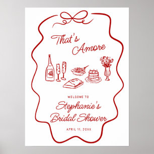 Affiche C'est Amore Cadre de Bienvenue à Doodle Rouge 