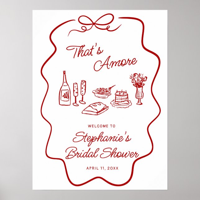 Affiche C'est Amore Cadre de Bienvenue à Doodle Rouge  (Devant)