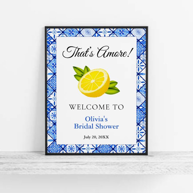 Affiche C'est Amore | Fête des mariées méditerranéenne Bie (That's Amore | Mediterranean Lemon Bridal Shower Welcome Sign   )