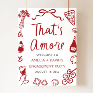 Affiche C'est Amore Red Italian Engagement Party Welcome