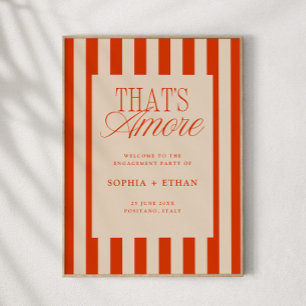 Affiche C'est Amore Red Stripes Engagement Party Bienvenue