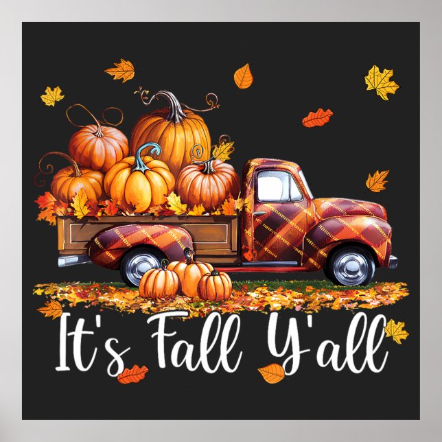 Affiche C'est Automne Y'all Camion Citrouille Automne Arbr (Devant)