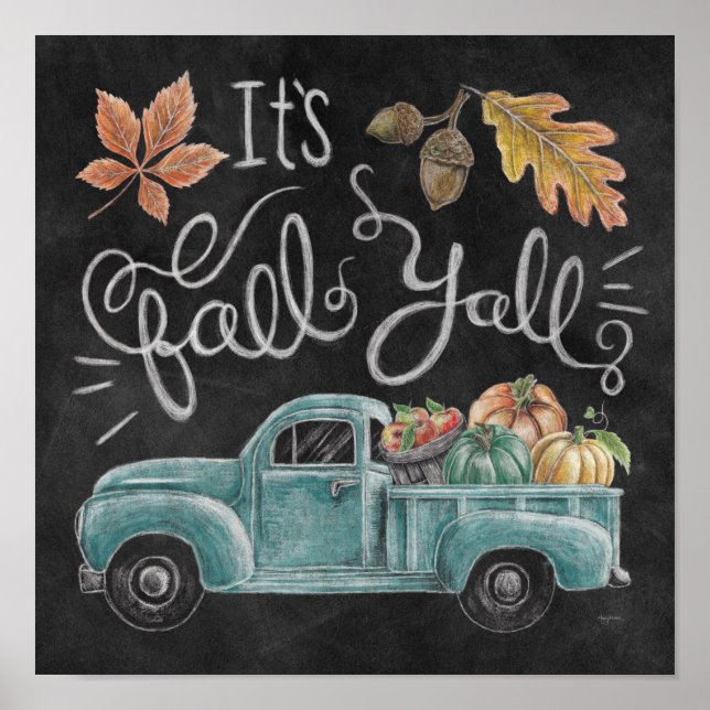 Affiche C'est Automne Y'all - Chalkboard Truck (Devant)
