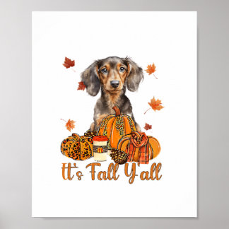Affiche C'Est Automne Y'all Dachshund Chien Automne Écharp
