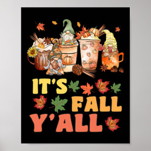 Affiche C'est automne Y'all Footbyll Gnome Happy Fall Y'al