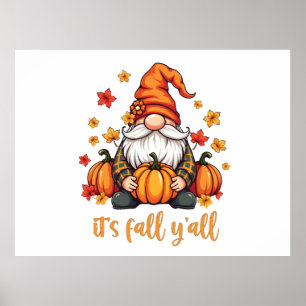 Affiche C'est Automne Y'all Gnomes Citrouille Automne Than