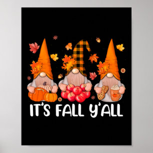 Affiche C'est automne Y'all Gnomes Thanksgiving Halloween
