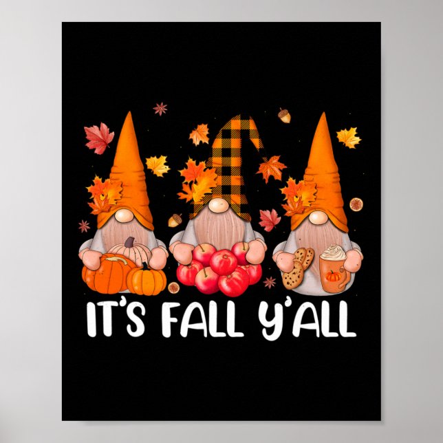 Affiche C'est automne Y'all Gnomes Thanksgiving Halloween  (Devant)