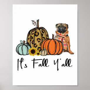 Affiche C'est automne Y'all Jaune Carlin Chien Leopard Cit
