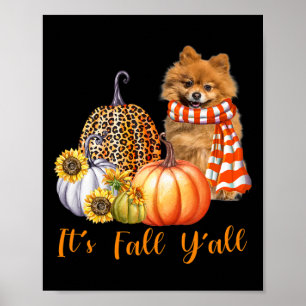Affiche C'est automne Y'all Poméranien Chien Leopard Citro