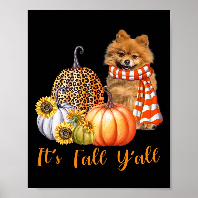 Affiche C'est automne Y'all Poméranien Chien Leopard Citro (Devant)