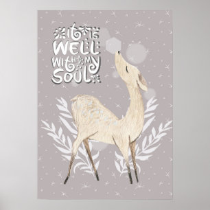 Affiche C'est bien avec mon âme, Cerf d'Aquarelle d'hiver