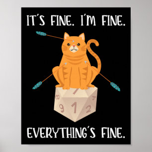 Affiche C'est Bien Joueur De Jdr Chat D20 Dés Geek