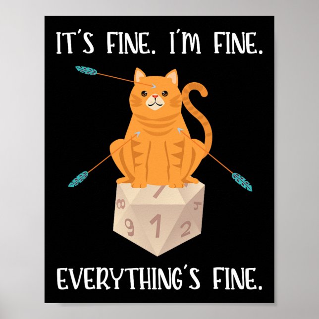 Affiche C'est Bien Joueur De Jdr Chat D20 Dés Geek  (Devant)