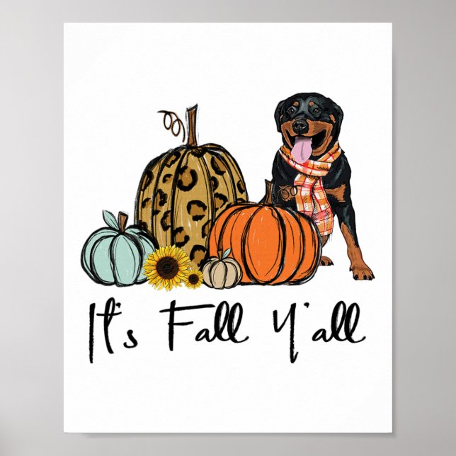 Affiche C'est Chute Y'all Jaune Rottweiler Chien Leopard P (Devant)