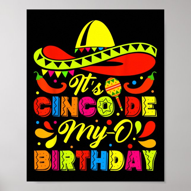 Affiche C'est Cinco De My-o Anniversaire Né à la fête mexi (Devant)