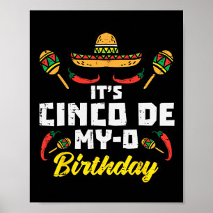 Affiche C'est Cinco De My-o Anniversaire Né à la fête mexi