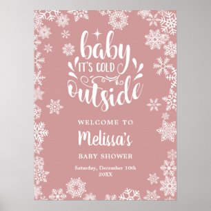 Affiche C'est froid dehors fille Bienvenue à la baby showe