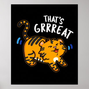 Affiche C'est Grreat Funny Tiger Growl Pun Dark BG