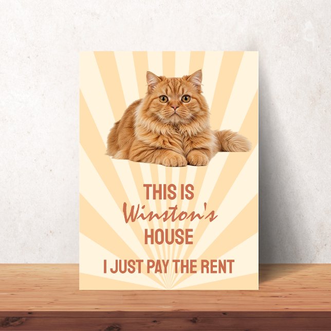 Affiche C'est la maison du chat, je paie juste le loyer pe (This is the Cat's House I just pay Cat Custom Poster)