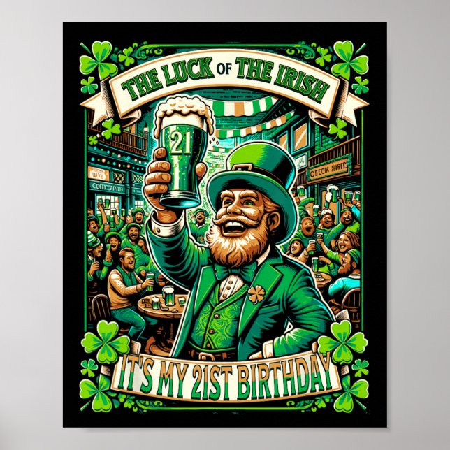 Affiche C'est la Saint-Patrick Mon 21e anniversaire Joyeux (Devant)