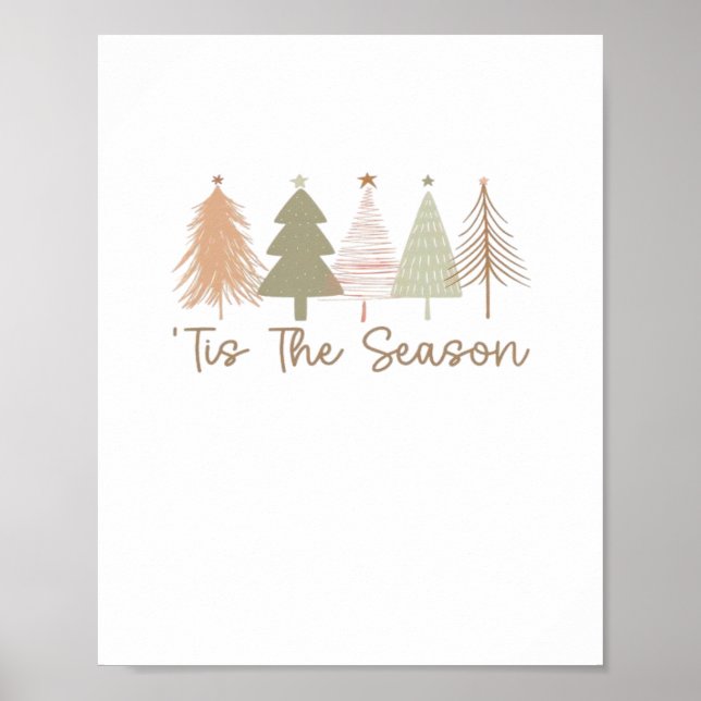 Affiche C'Est La Saison Arbres De Noël Whimsical Noël (Devant)