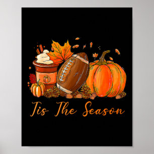 Affiche C'est la saison automne football américain citroui