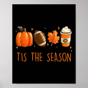 Affiche C'Est La Saison Automne Football Citrouille Coffee