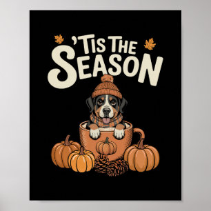 Affiche C'est la saison Chien suisse d'automne Café d'auto