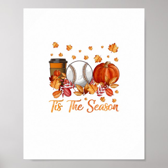 Affiche C'Est La Saison Citrouille De Baseball Automne Mer (Devant)