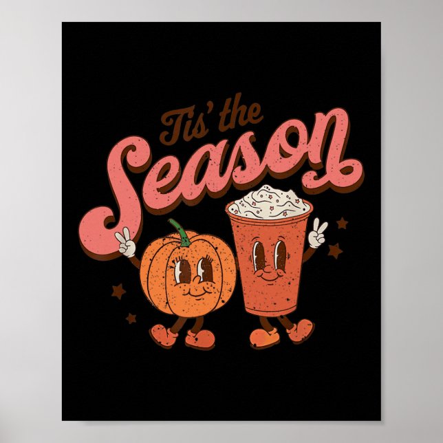 Affiche C'Est La Saison Citrouille Épice Automne Hallowee  (Devant)