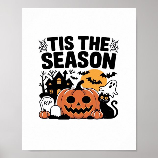 Affiche C'Est La Saison Citrouille Halloween Automne Drôle (Devant)