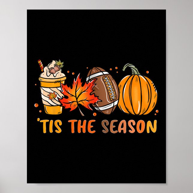 Affiche C'Est La Saison Citrouille Leaf Latte Fall Thanksg (Devant)