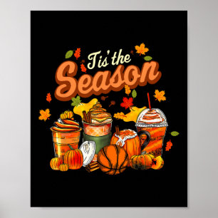 Affiche C'Est La Saison Citrouille Leaf Latte Fall Volleyb