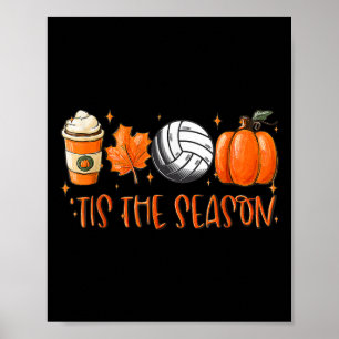Affiche C'Est La Saison Citrouille Leaf Latte Fall Volleyb