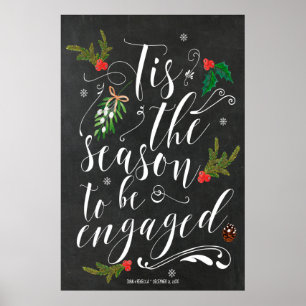 Affiche C'est la saison de s'engager panneau de mariage d'