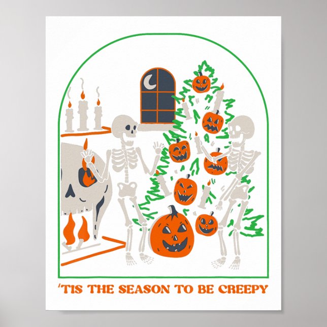 Affiche C'Est La Saison D'Être Déplaisant Skeleton Citroui (Devant)