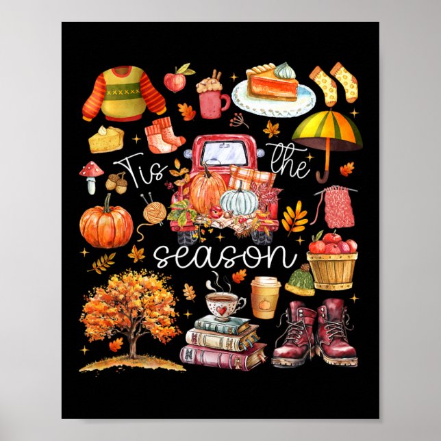Affiche C'est la saison Feuilles de citrouille Automne  (Devant)