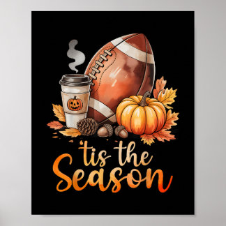 Affiche C'Est La Saison Football Citrouille Épice Automne