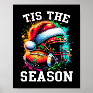 Affiche C'est la saison Football Maman Noël Chapeau de Noë