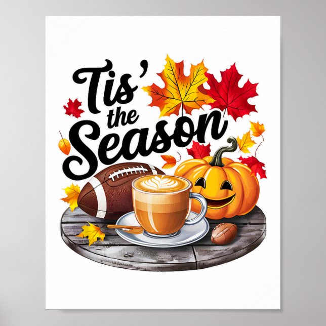 Affiche C'Est La Saison Halloween chauves-souris Citrouill (Devant)