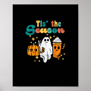 Affiche C'est la saison Latte de citrouille Rétro Hallowee