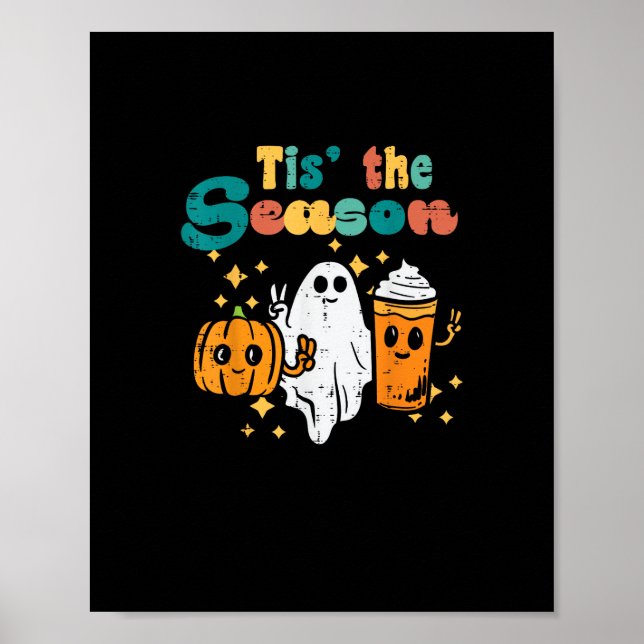 Affiche C'est la saison Latte de citrouille Rétro Hallowee (Devant)