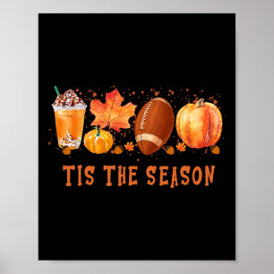 Affiche C'Est La Saison Léopard Citrouille Football Hallow